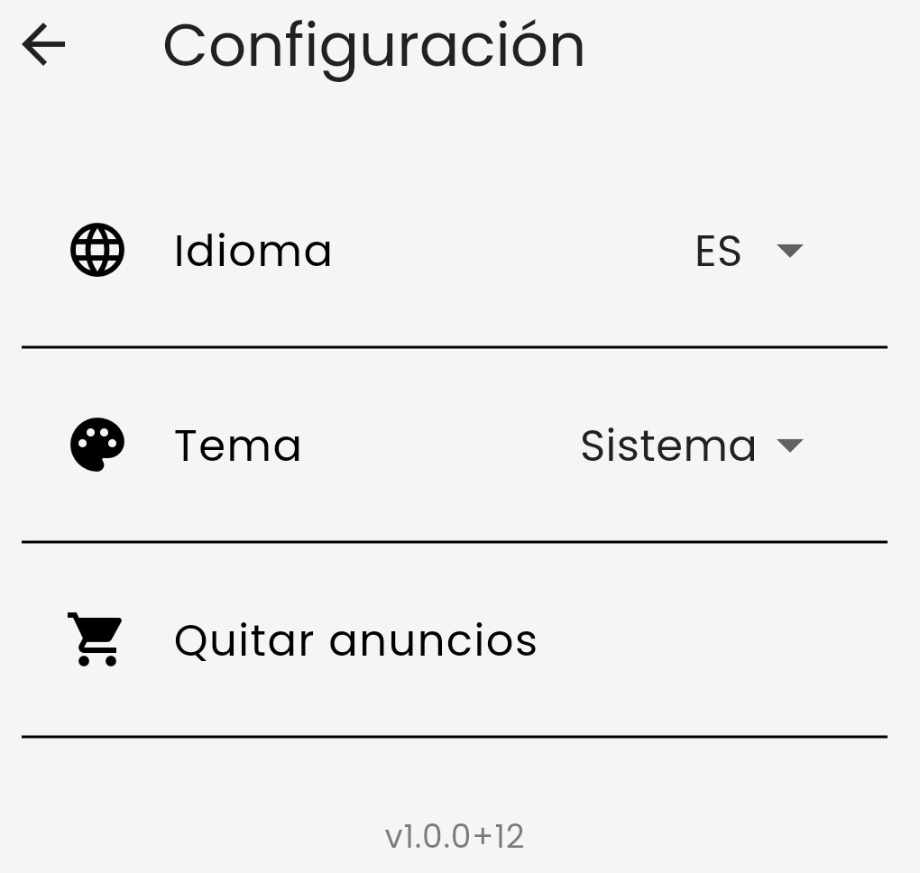Foto de la pantalla de configuración